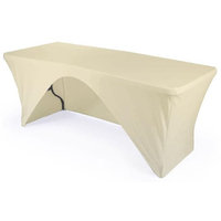 LA Linen TCSpandex-OB72x30x30-IvoryX25 Rectangular Open Back Spandex Tablecloth, Ivory - 72 x 30 x 30 in.