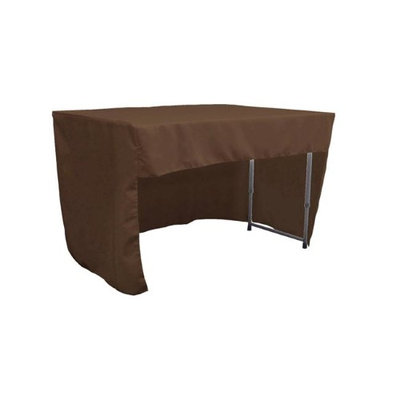 LA Linen TCpop-OB-fit-48x30x30-BrownP22 1.6 lbs Open Back Polyester Poplin Fitted Tablecloth Brown