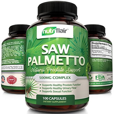 Extra Strength Saw Palmetto Supplement 500mg Complex - Natural Prostate Health Support - Helps Block DHT to Prevent Hair Loss and Helps Reduce Frequent Urination, Non GMO Ingredients