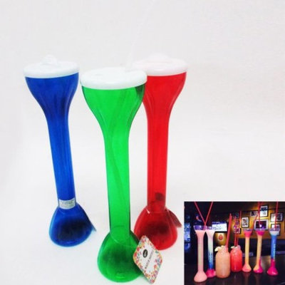 1 Tall Plastic Yard Glass 25 oz Drink Party Straw Birthday Favor Bar Sports New!
