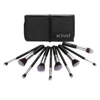 Acevivi Professional 10pcs Soft Cosmetic Tool Makeup Brush Kit Cosmetics Foundation Brush with Pouch
