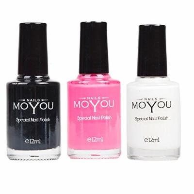 MoYou Nails Bundle of 3 Stamping Nail Polish: Black, White and Pink Colours used to Create Beautiful Nail Art Designs Sourced Directly from the Manufacturer