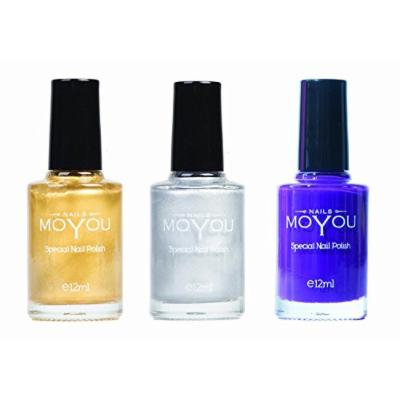 MoYou Nails Bundle of 3 Stamping Nail Polish: Gold, Silver and Royal Purple (Purple People Eater) Colours used to Create Beautiful Nail Art Designs Sourced Directly from the Manufacturer