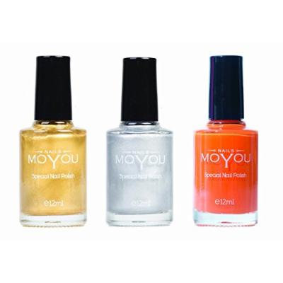 MoYou Nails Bundle of 3 Stamping Nail Polish: Gold, Silver and California Orange (Orange You Glad) Colours used to Create Beautiful Nail Art Designs Sourced Directly from the Manufacturer