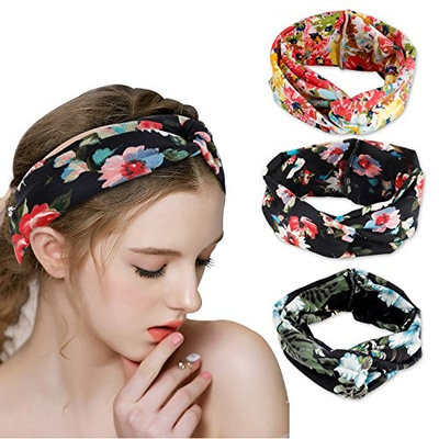 Women Boho Hair Headband Head Bands Floral Style Criss Cross Headbands for Women Beach Accessories