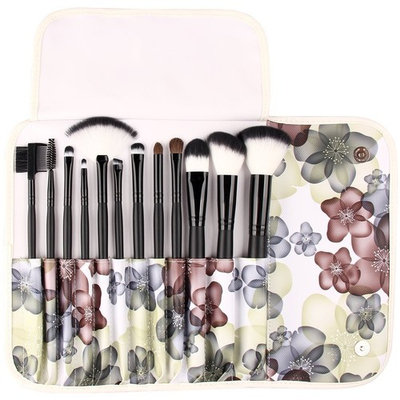 UNIMEIX Makeup Brushes 12 Pieces Synthetic Makeup Brush Set Foundatipn Powder Concealer Blending Eyeshadow Brush With Flora Leather Bag