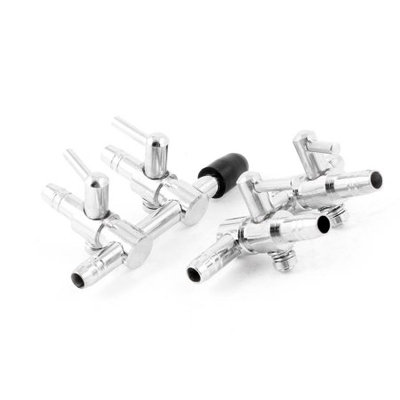 2 x Air Flow Control 2 Way Aquarium Fish Tank Lever Valve Silver Tone