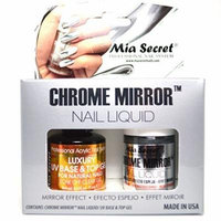 Mia Secret Chrome Mirror Nail Liquid UV Base n Top Gel Set Mirror Effect Polish + FREE EARRING