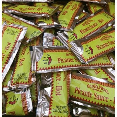 Old El Paso Picante Hot Sauce Packets - 100 Packets .5 Oz. Each (14 Grams)