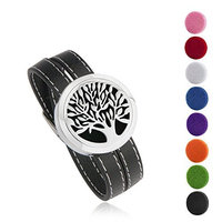 BESTTERN Tree Of Life Aromatherapy Essential Oils Diffuser Locket Bracelet-316L Stainless Steel Leather Band