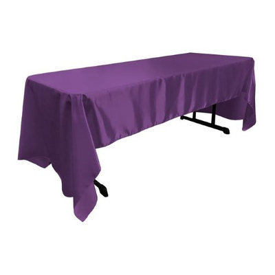 LA Linen TCbridal60X126-PurpleB23 Bridal Satin Rectangular Tablecloth Purple - 60 x 126 in.