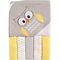 Luvable Friends® 6-Piece Owl Hooded Towel and Washcloth Set in Yellow/Gray