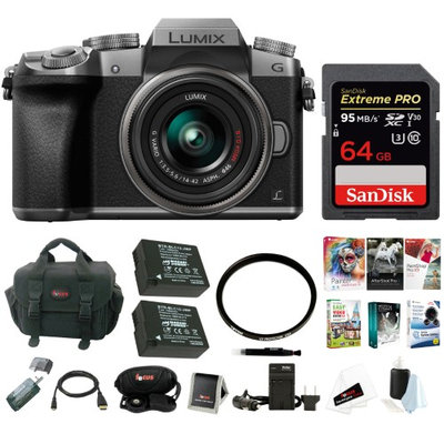 Panasonic LUMIX G7 Camera with 14-42mm Lens (Silver) Professional Photography Bundle