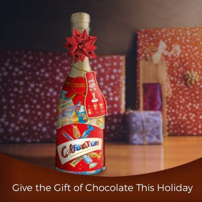 MARS CELEBRATIONS Chocolate Variety Mix Candy Bars in a Champagne Bottle (TWIX, BOUNTY, MILKY WAY, SNICKERS, DOVE Brands), 10.9 oz