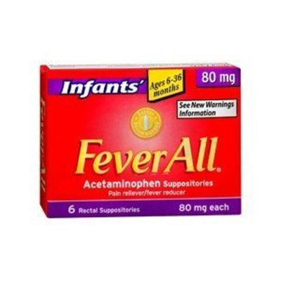 FeverAll Infants Acetaminophen Suppositories 6 Rectal Suppositories 80mg each