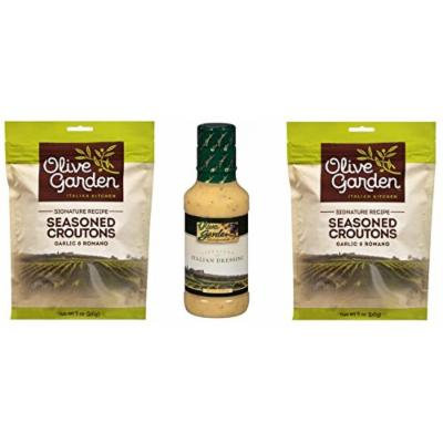 Olive Garden Italian Salad Dressing and Seasoned Croutons Variety Bundle