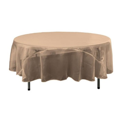 Funflags TCOrgz72R-BrownO22 Sheer Mirror Organza Round Tablecloth Brown - 72 in.