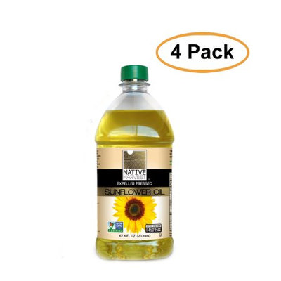 Native Harvest Expeller Pressed High Oleic Non-GMO Sunflower Oil, 2 Liters (67.6 FL OZ), 4 Pack
