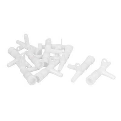 10 Pcs 2 Way Plastic Aquarium Air Flow Control Regulator Valve White
