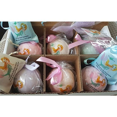KIDS BATH BOMBS WITH GLITTER SURPRISES, 6 MERMAID SPLASH Bubble Bath Fizzy Gift Set, 6 XL USA Made, Perfect Bubble Bath, Handmade, Birthday Gift idea for Girls, Spa Parties, women, girlfriend