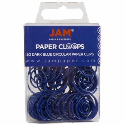 JAM Paper Papercloops - Round Circular Paperclips - Dark Blue / Navy - 50/pack