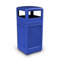 Commercial Zone Products 73290499 42-gallon Square Waste container with Dome Lid Blue