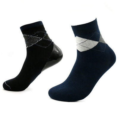 uxcell 1 Pair Men Navy Blue Argyle Prints Moisturising Soften Cracked Skin Gel Heel Socks