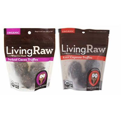 Living Raw Organic Raw Fair Trade Gluten Free Chocolate Truffles 2 Flavor Variety Bundle: (1) Living Raw Darkest Cacao Truffles, and (1) Living Raw Kickin' Cayenne Truffles, 1.64 Oz. Ea.