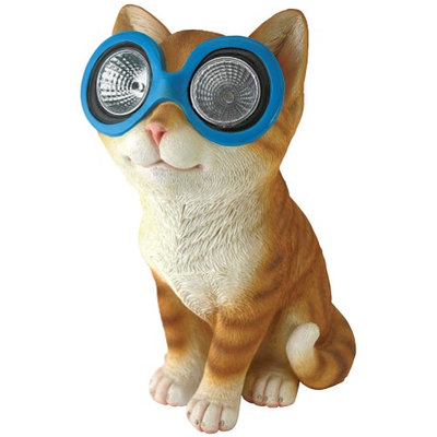 Design Toscano Inc Solar Powered Cat Garden Figure 2 LED Bulbs Will Provide A Soft Glow