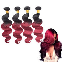Nifty Girl Brazilian Ombre Virgin Hair Body Wave Weft 4 Bundles 200g 100% Human Hair Extensions Ombre 1B/Burg (12