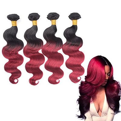 Nifty Girl Brazilian Ombre Virgin Hair Body Wave Weft 4 Bundles 200g 100% Human Hair Extensions Ombre 1B/Burg (12