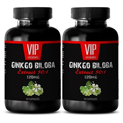 Ginkgo biloba supplements - Ginkgo Biloba Leaf 120mg - Increased memory (2 Bottles - 100 Capsules)