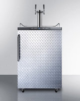 Summit SBC635MDPLTWIN Commercial 5.7 cu. ft. Freestanding Beer Dispenser with Diamond Plated Door Twin Taps Auto Defrost and Digital