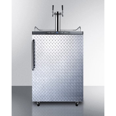 Summit SBC635MDPLTWIN Commercial 5.7 cu. ft. Freestanding Beer Dispenser with Diamond Plated Door Twin Taps Auto Defrost and Digital