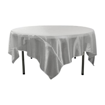 LA Linen TCOrgz90X90-White Sheer Mirror Organza Square Tablecloth White - 90 x 90 in.