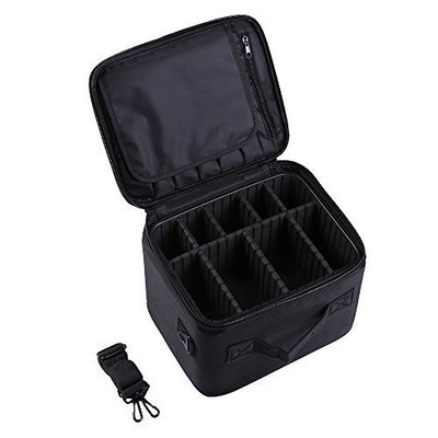 Travel Makeup train case – 2 Layers Waterproof Travel Makeup Bag Cosmetic Organizer Artist Storage Case Brush Holder with Adjustable Divider