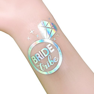 12-Pack Bride & Team Bride Temporary Tattoos, Bachelorette Party Supplies and Accessories Favours, Metallic Shiny Gold (T10RS, T11RS)