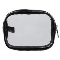 Anna Martina Franco Small Square Top Zip Cosmetic Bag, Clear & Black