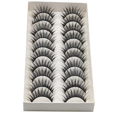 False Eyelashes for Women, Iuhan 10 Pairs Thick Long Cross Party False Eyelashes Black Band Fake Eye Lashes