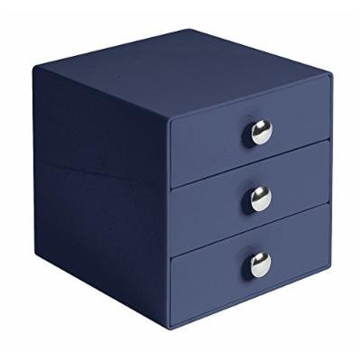 InterDesign 3 Drawer Storage Organizer for Cosmetics, Makeup, Beauty Products and Office Supplies, Navy
