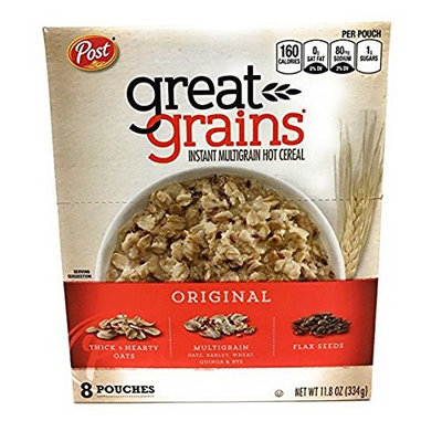 2 Pack - Post Great Grains Original Instant Multigrain Hot Cereal (2 - 11.8oz/8 pouch boxes)