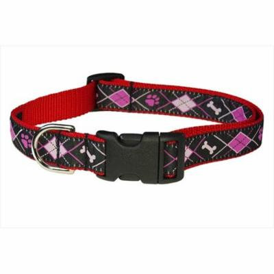 Sassy Dog Wear ARGYLE BLACK3-C Argyle Dog Collar, Black - Medium