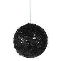 Fancy Black Glitter Drenched Christmas Ball Ornament 3