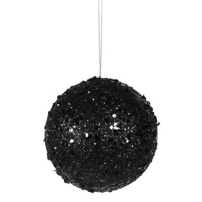 Fancy Black Glitter Drenched Christmas Ball Ornament 3