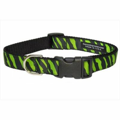 Sassy Dog Wear ZEBRA-GREEN-BLK. 4-C Zebra Dog Collar, Green & Black - Large