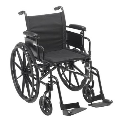 Drive Medical Cruiser X4 Lightweight Dual Axle Wheelchair with Adjustable Detachable Arms, Desk Arms, Swing Away Footrests, 20