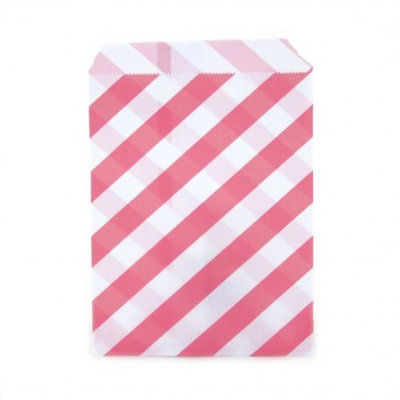 Dress My Cupcake 24-Pack Party Favor Bags, Striped, Bubblegum Pink