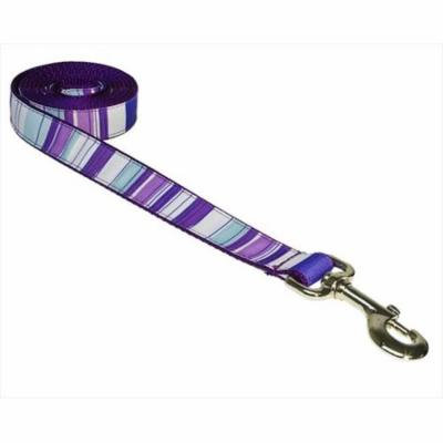 sassy dog wear stripe-purple-multi4-l 6 ft. stripe dog leash, purple - large