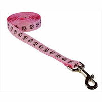 Sassy Dog Wear PUPPY PAWS-LT. PINK-CHOC.2-L 4 ft. Puppy Paws Dog Leash, Pink & Brown - Small