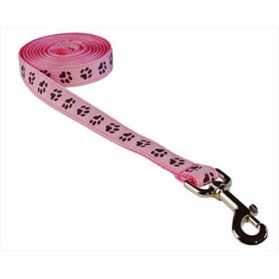 Sassy Dog Wear PUPPY PAWS-LT. PINK-CHOC.2-L 4 ft. Puppy Paws Dog Leash, Pink & Brown - Small